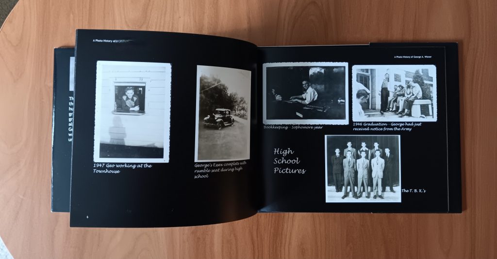 Two page spread of Dad's photo book