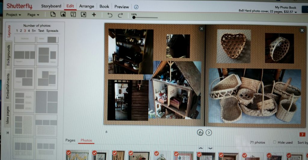 Photo showing the photo book template page