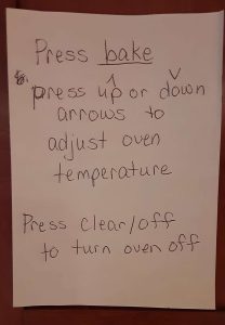 Directions for the oven