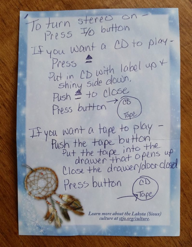 Directions for how to turn on the stereo