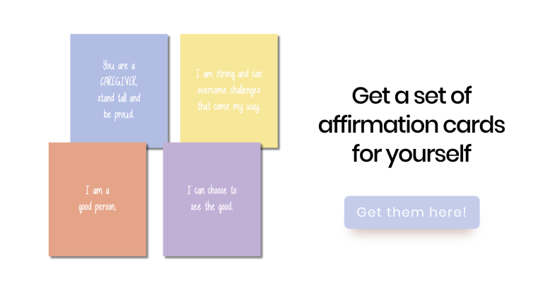 Caregiver affirmation cards available on Etsy store Dementia Helping Hand